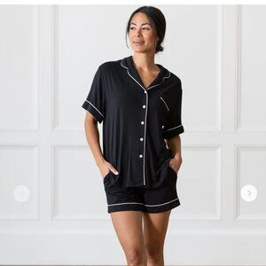 Cozy Earth Short Sleeve Bamboo Pajama Set - Black - Size S